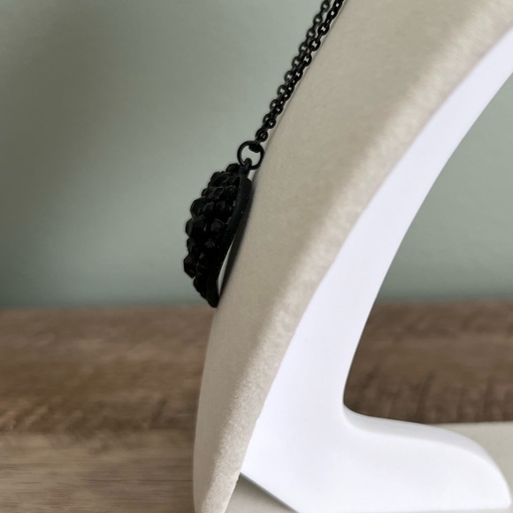 16” Black Puff Heart Necklace with 3” Extender - Picture 6 of 10